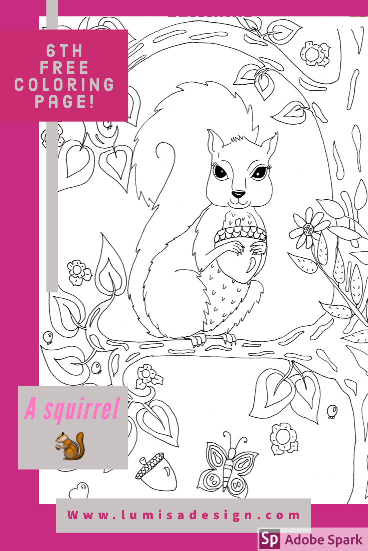 Coloring Page of a Squirrel - Lumisadesign